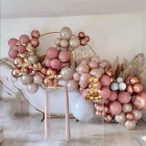 94Pcs Retro Pink Wedding Balloons Arch Kit Rose Gold Metal Balon Wedding Birthday Baloon Birthday Party Decor Kids Baby Shower