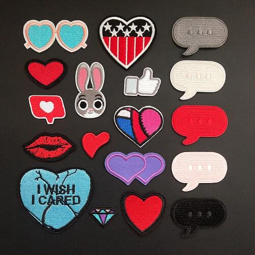 Heart-shaped Embroidery Patches Iron On Patch Embroidered Patchs Badge Appliques For Clothing Stickers Backpack School Bags