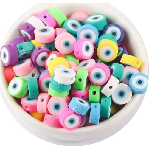 10mm Evil Eye Spacer Clay Beads Round Beads With Hole For Jewelry Making Handmade Diy Bracelet Necklace Ring Accessories 22pcs