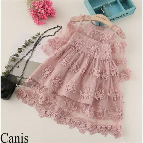 Flare long sleeve toddler baby girl lace mesh princess dress beautiful party dresses for kids children girl
