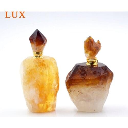 Big size diffuser Natural gems stone perfume essential oils bottle nature citrines pendant for Dressing table Furnishing article