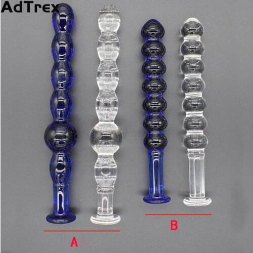 Long Anal Beads Glass Anus Balls Butt Plug Prostate Massager Vaginal Irritation Dildo Adult Erotic Sex Toys for Man Woman