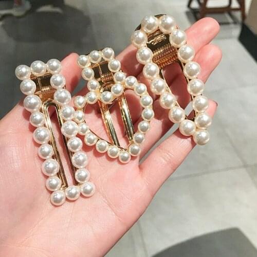 French retro unicorn party imitation pearl hair accessories hairpin word clip side clip BB clip Korean personality folder