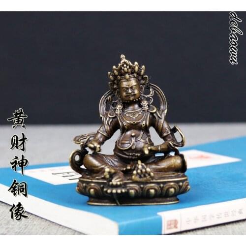 GOOD Buddhist Amulet Greco-Buddhist pocket travel talisman GOOD LUCK Yellow Jambhala God of Wealth Temple Buddha brass statue
