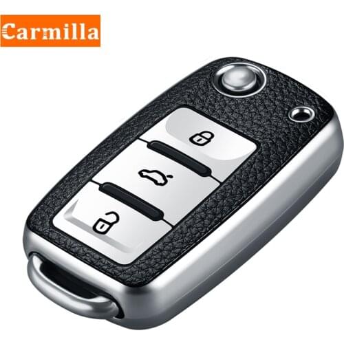 Carmilla TPU Leather Car Key Cover Case for Volkswagen for VW Bora Polo Tiguan Jetta Passat B5 B6 B7 Golf Beetle Skoda Octavia