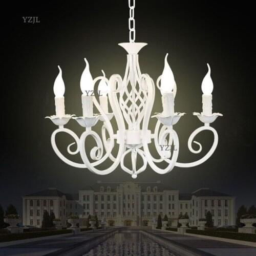 Creative simple black white chandelier iron lights chandelier bedroom restaurant lighting chandelier candle Lighting