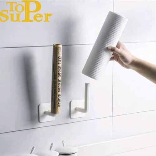 Kitchen Self-adhesive Accessories Under Cabinet Paper Roll Rack Towel Holder Tissue Hanger Storage Rack for Bathroom Toilet