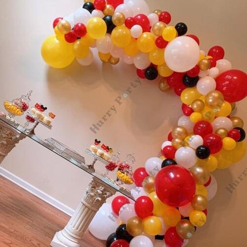 190Pcs Kids Happy Birthday Party Balloon Decoration Red White Yellow Latex Balloons Garland Arch Kit For Wedding Decor Supplies