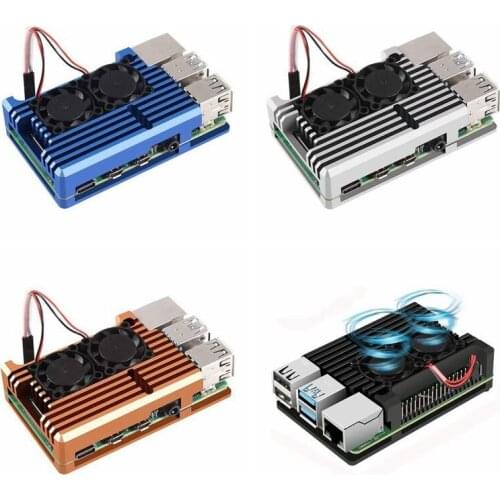 For Raspberry Pi 4 B Metal Case, Armor Case With Dual Cooling Fan Aluminium Alloy Radiation And Rust Protection