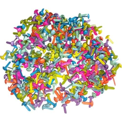 100 Pcs Mini Brads Assorted Colors Round Brad Pastel Brads Embellishment Fastener Brads for Scrapbooking Making Stamping DIY