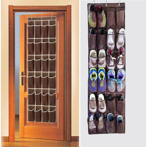 Hot Hanging Shoe Organizer Non-woven 24 Pocket Shoes Storage Rack Behind Door Free Nail Bedroom Tie Waistband Holder Space Saver