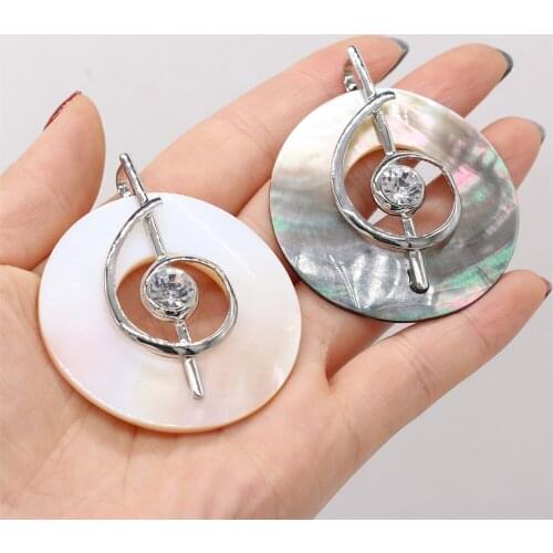 Natural Mother-of-Pearl Shell Pendant Round Musical Note Diamond Handmade Crafts DIY Necklace Bracelet Jewelry Making 50x50mm