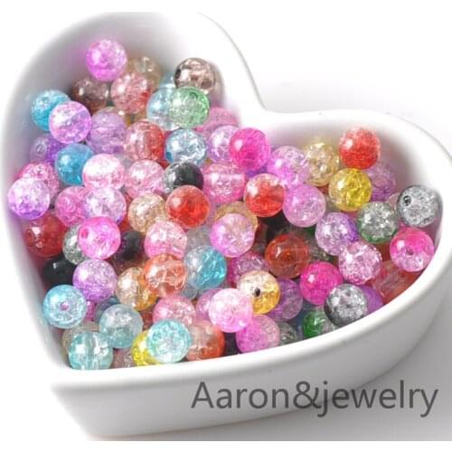 2017 New Arrivals 200pcs 8mm Mixed Transparent Crackle Round Beads Acrylic Spacer Ball Beads For Jewelry Making YKL0349