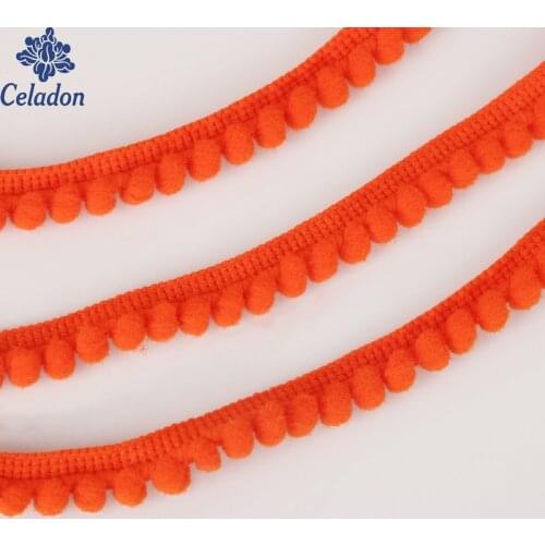 2017 New Arrival Pom Lace Trim Three Size Selectable For Sewing On Garment Wedding Table Chair Decoration Orange Color