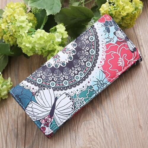 New Fashion Women Wallets Card Holder Floral Printed Leather Wallet Clutch Coin Purse Phone Bag Long Handbag Ladies Wallet Women
