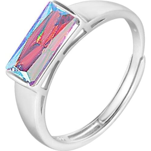 PR13 Silver Jewelry Fashion Small Fresh Stars Crystal Prevention Simple Beautiful Opening Rings