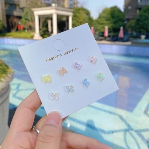 Luxury Brand Resin Mini Butterfly Stud Earrings For Women Elegant Fairy Stereo Butterflies Earring Party Wedding Jewelry B095