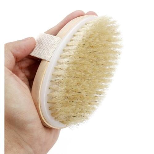 Natural Bristle Body Brush for Massage Exfoliating Wooden Shower Brush Dry Brushing Body Brush Woman Man Skin Care Body Brush
