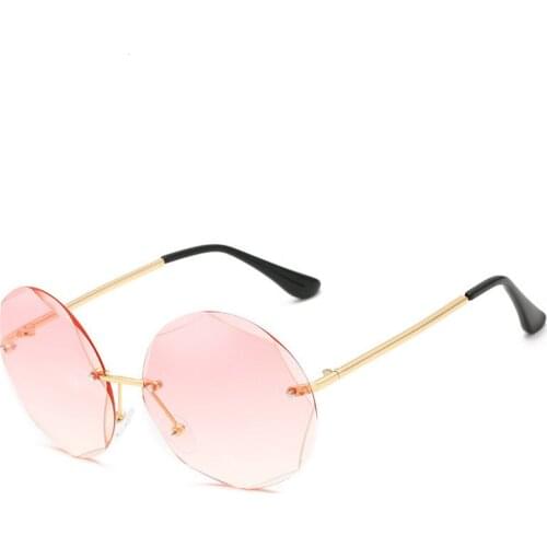 Vintage Diamond Cutting Sunglasses Women Luxury Rimless Round UV400 Eyeglasses for Men Goggles Gafas Oculos Shades 28042X