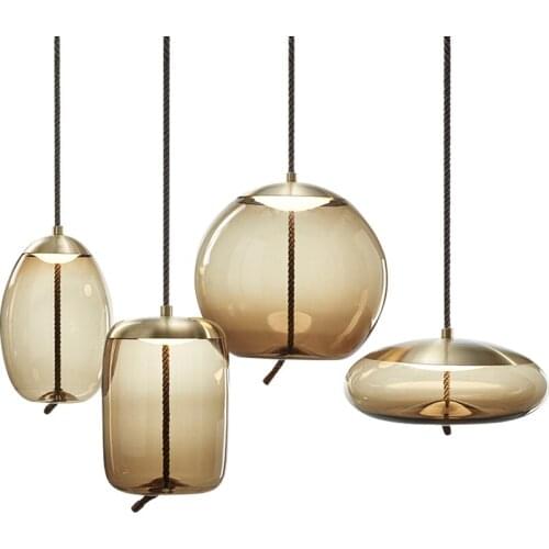 Postmodern LED dining room pendant lights bedroom hanging lighting loft deco fixtures restaurant Glass suspended lamps