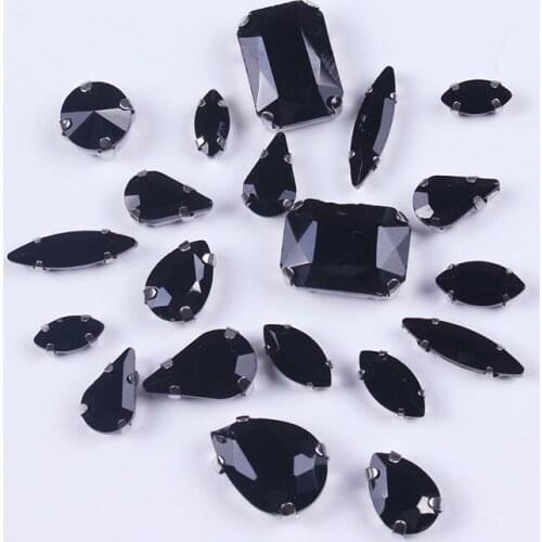 Rhinestone Glue on 20 PCS Style Applique Decoration Thermomix Rhinestones Crafts Black Mixed Shape Rhinestones Strass Crystals F