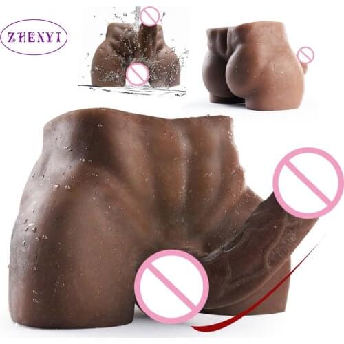 4.8KG Extremely Muscular Full Silicone Male Black Half Body Sex Dolls With Big Dildo Women Sex Toys Long Penis for Women Doll