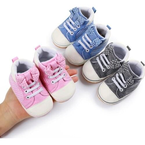 2021 Cute Polka Dot Baby Shoes Sneakers Soft Bottom Anti Slip Infant Toddler Prewalkers Baby Boy Girl Shoes First Walkers