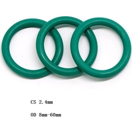 2.4mm FKM O-Ring Rubber Seal Washer Green O Ring OD 8mm-60mm