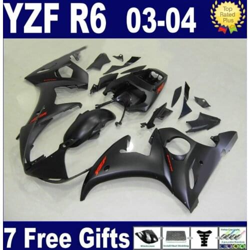 Top quality fairing kits For Yamaha R6s 03 04 05 matt full black plastics 2003 2004 YZF R6 R bodywork aftermarket fairings kit