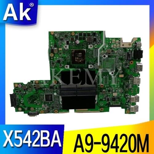 X542BA laptop motherboard For Asus X542B X542BP A580B K580B Mainboard 100% test A9-9420M CPU