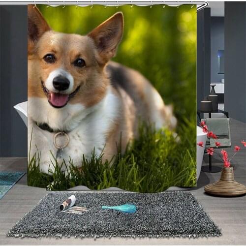 Custom Made Shower Curtain Bathroom Curtain Partition 1.5 x 1.8m 1.8 x 1.8m 1.8 x 2m Dog Puppy