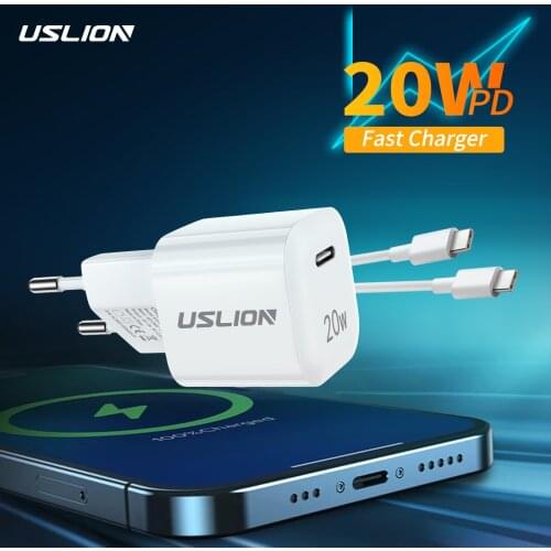 USLION USB C Charger 20W PD Quick Charge 3.0 Fast Charging Type C EU Adapter For iPhone 12 Pro Max Xiaomi Mi Mix 4 Samsung