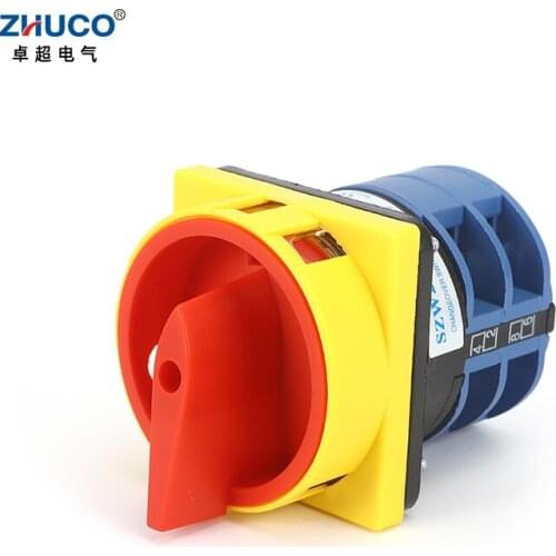 ZHUCO SZW26-32 2GS 64X64mm Panel 2 Phase 32A Power Cut-off Padlock Combination Knob Master Control changeover Cam Switch