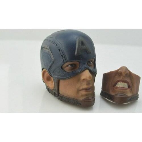 1/6 Scale U.S. Captain Steve Rogers Chris Evans Wearing a Helmet Head Sculpt Headplay for 12" Male Boy Action Figure Body Doll