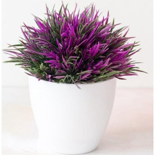 1*Artificial Pot Plant Bonsai Stimulation Grass Fake Leaf Home Decoration Ornament Plastic Party Supplies Green, Purple, White