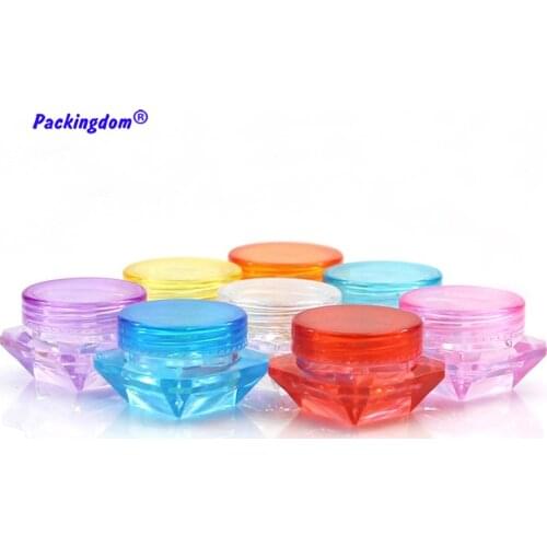 100pcs Plastic Jar Empty Container Diamond Model Sample Packaging Cosmetic Container Mini Tin Box Eyeshadow Cream Pot Cute 3g 5g