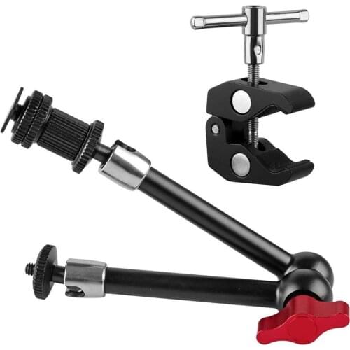 11inch Adjustable Articulating Friction Magic Arm & Large Super Clamp Compatible with DSLR Camera Rig, LED Lights, Flash Light