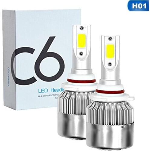 2PCS/set C6 Car Led Headlights Bulbs Super brightness cold white LED Car Lights HB4 9006 6000K COB 36W 12V 3800LM Auto Headlamps