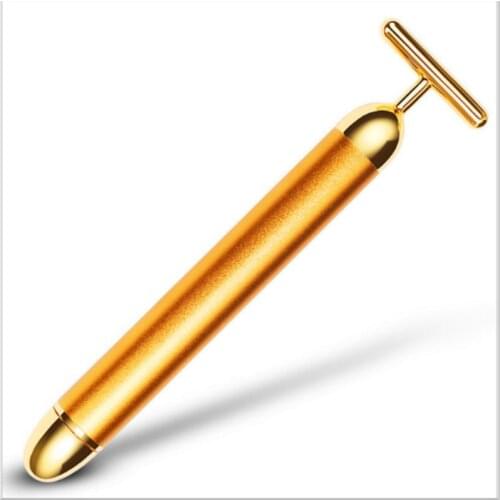 Slim Face 24k Gold Vibration Facial Beauty Roller Massager Stick Lift Skin Tightening Wrinkle Bar Face Gift 500pcs