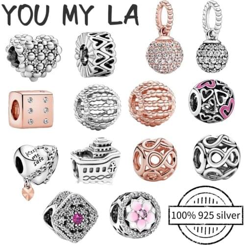 New Hot Sale Fit Original pan Beads Real 100% 925 Sterling Silver Charms Bead For Women High Quality DIY Jewelry Freeshipping