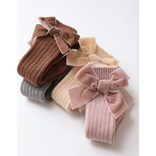 Pudcoco 0-3 Years Stocking Newborn Baby Girl Knee High Big Velvet Bow Toddler Autumn Winter Warm Rib Knit Tight For Infant Kids