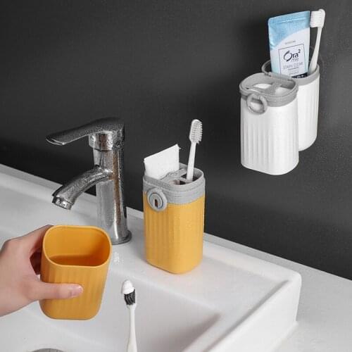 Multifunctional Toothbrush Holder Portable Magnetic Toothpaste Toothbrush Storage Box Wall Mount Toothbrush Cup Bathroom Supplie