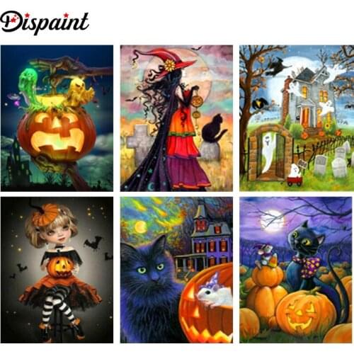 Dispaint Diamond Painting Cross Stitch "Halloween scenery" Full Square Round Diy 5d Diamond Embroidery Picture Rhinestone Art