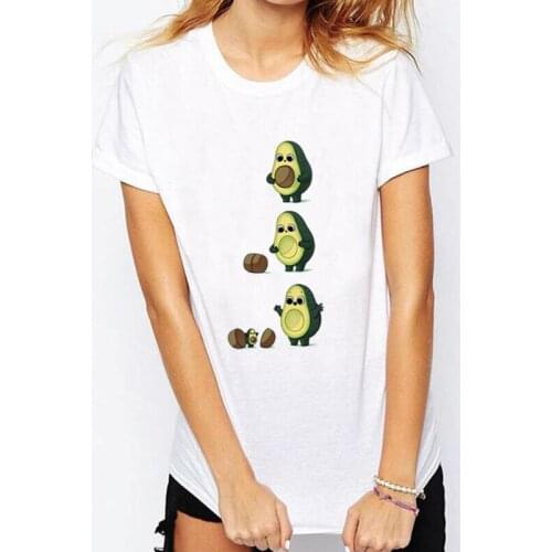 Harajuku T Shirt Women Tops Cute Funny Avocado Print Women T-shirt Summer Casual Tee Shirt Femme Short Sleeve Camiseta Mujer