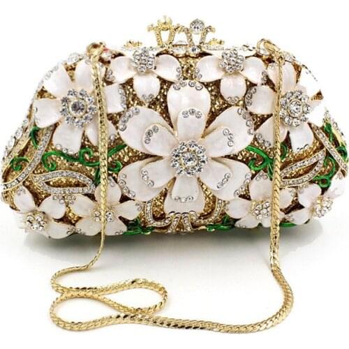 Glowa hilly [Custom Words European And American Luxury Fashion Diamond Set Evening Bag Evening Bags Foreign Trade Flowers Full o