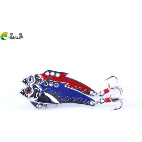 HENGJIA 6pcs 8.2g 5cm 3D eyes Blue Red Metal VIB lure Pike fishing VIB Hard bait Fresh Valley water fly fishing carp fishing