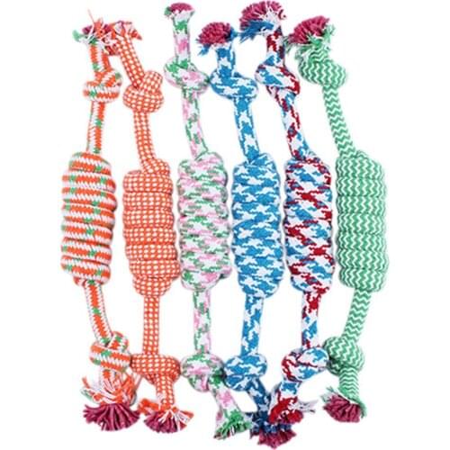 Puppy Dog Pet Toy Cotton Braided Bone Rope Chew Knotted Tied Random Color