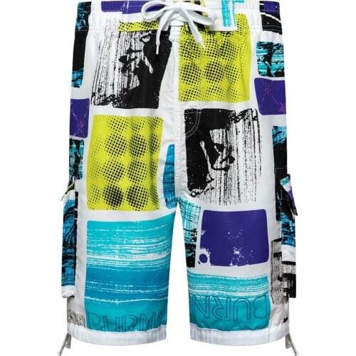 Contracted Men Beach Shorts Party Printed Polyester Sports Leisure Tether Fashion Loose