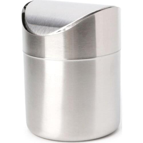 Wholesale Stainless Steel Desk Trash Bin Countertop Waste Can With Swing Lid 1.5 L May06