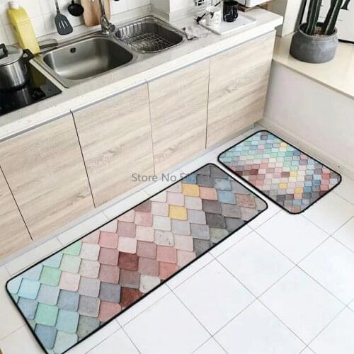 Japanese and Korean Sweet Girl Color Macaron Kitchen Mat Combination Entry Mat Bedroom Long Bedside Blanket